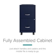 Space Solutions 18 Deep 2 Drawer Mobile Letter Width Vertical File Cabinet, Navy