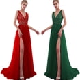 thumbnail image 2 of Vestido elegante de mujer con lentejuelas divididas, sexy, escote en V, sin espalda, vestido de noche, 2 of 6