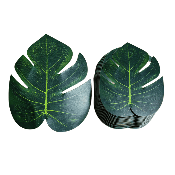 Artificial Palm Leaves Placemats, 60-pack Fabric Tropical Party Decor, 6-inch