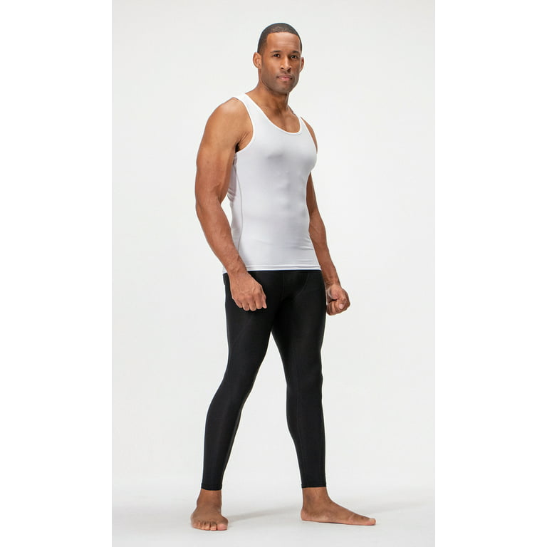 DEVOPS 3 Pack Men's Muscle Dry Fit Compression Tank Top (Small,  White/White/White) 