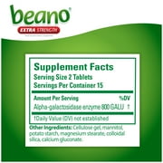 Beano Extra Strength, Gas Prevention & Digestive Enzyme Supplement, 30 Count