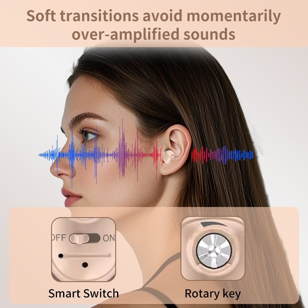 HIBRIQ Rechargeable Invisible Hearing Aids with Charging Base & Noise Cancelling for Seniors HH-1607