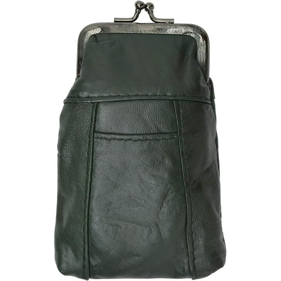 Leather Cigarette Case Pack Holder Regular or 100's Lighter Pocket Dark Green