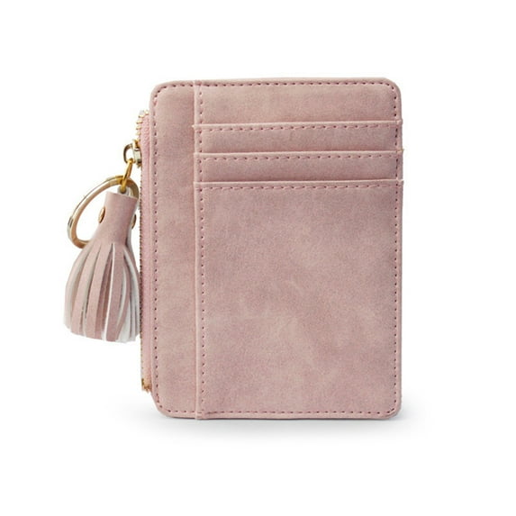 COOLL Faux Leather Mini Tassel Pendant Women Card Holder Coin Purse Keychain Wallet