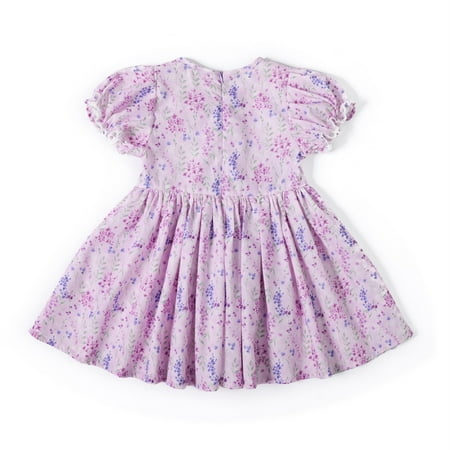 

PEASKJP Dresses for Girls Toddler Girls Short Sleeve Round Neckline A-Line Flowy Swing Floral Dress Strappy Flowy Girls Dress A 4 Years