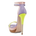 thumbnail image 3 of FSJ Women Open Toe Platform Stiletto High Heels Ankle Strap Double Buckle Sandals Sexy Party Formal Shoes Size 6.5 Multi-Purple, 3 of 4