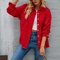 thumbnail image 4 of Scyoekwg Women's Denim Jean Jackets Lapel Button Denim Coats Long Sleeve Casual Lightweight Solid Color Trendy Fall Coats Loose Outerwear(Red,XL), 4 of 8