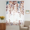 thumbnail image 3 of Brown Eucalyptus Fall Sheer Curtains 54 Inches Long, Botanical Weeping Leaves Pastoral Light Filering Curtains, Breathable Simi Curtain Privacy Drapes for Kitchen Bathroom Small Window Treatment, 3 of 9