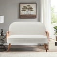 thumbnail image 3 of 41" W Small Loveseat with Natural Rattan Arms,Upholstered Modern Mini Sofa Couch Love Seat Settee Bench with Back for Living Room Bedroom Office Small Space Entryway, 3 of 5
