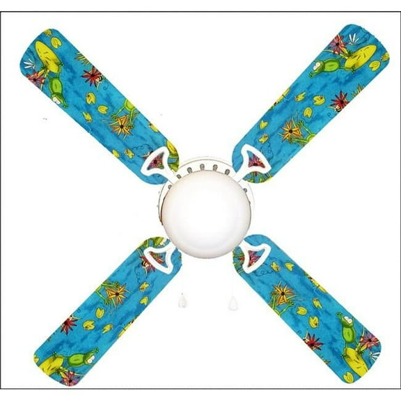 888 Cool Fans F42-0001041 42 in. Frog Pond Fun 4-Blades Ceiling Fan with Schoolhouse Lamp