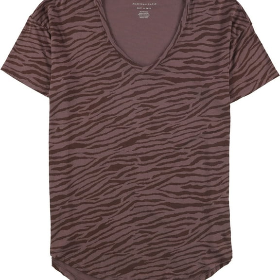 American Eagle Womens Animal Print Basic T-Shirt, Purple, X-Small