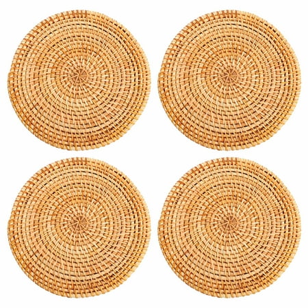 

4 Pcs Rattan Trivets for Hot Dishes-Insulated Hot Pads Durable Pot Holder for Table Heat Resistant Mats for Kitchen