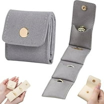 Mini Travel Jewelry Bag, Foldable Mini Travel Jewelry Pouch, Portable Jewelry Organizer with Buckle, Multi-compartment Design for Earrings, Rings, Necklaces (Gray)