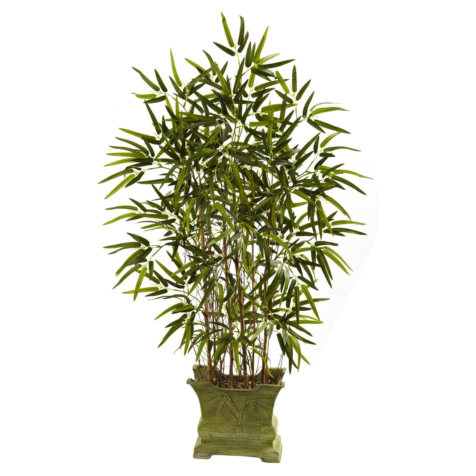 Nearly Natural 4 ft. Bamboo Silk Tree with Decorative Planter