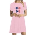 thumbnail image 2 of RT5YKing Robe Décontractée Mode Printemps Été Jour de l'Indépendance Manches Courtes Col Rond Mi-Mollet Robes pour Femmes 2023, 2 of 5