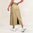 thumbnail image 7 of Cargo Skirts for Women Y2K Quick Dry Hiking Maxi Skirt Casual Drawstring High Waisted Parachute Skirts with Pockets Complexion L, 7 of 7