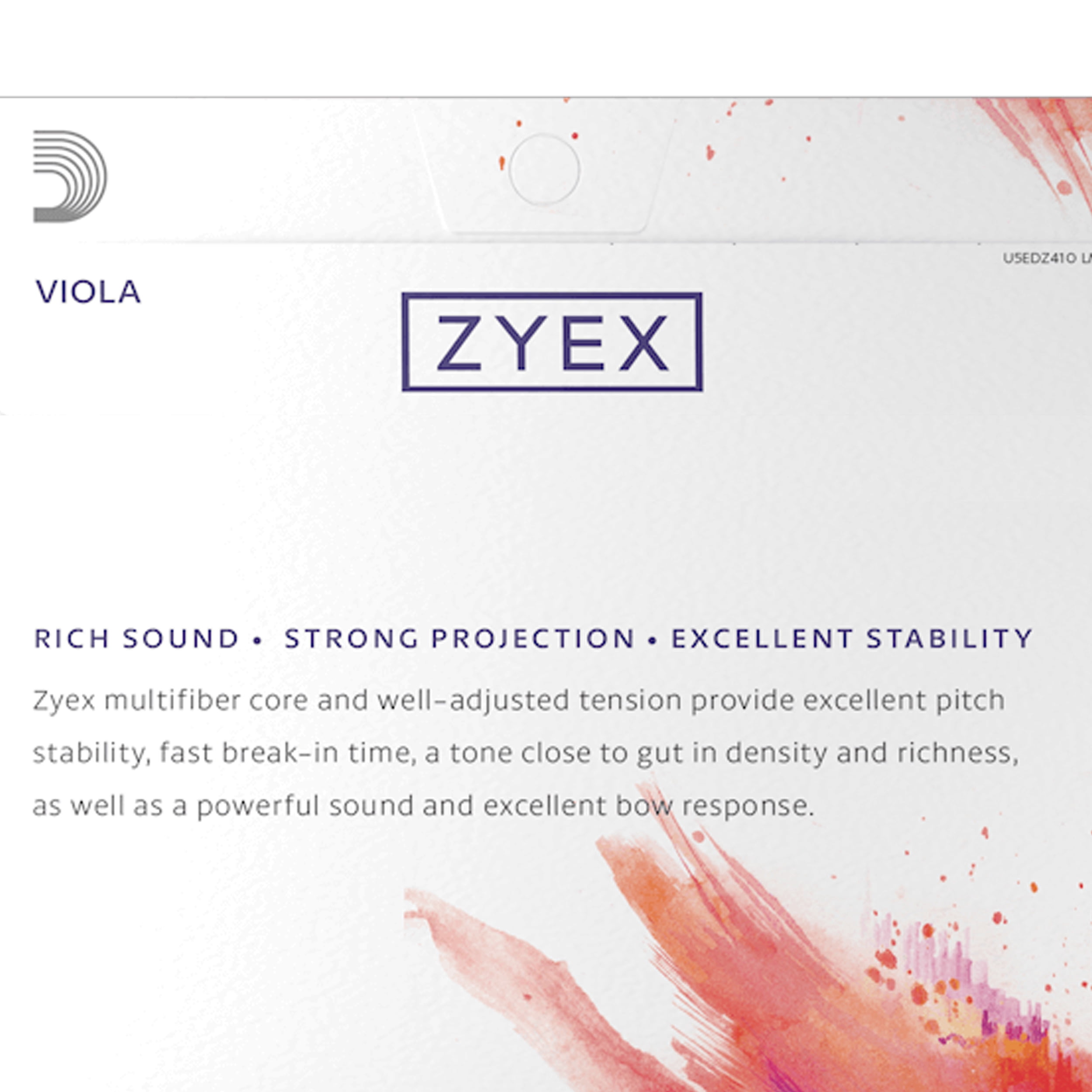 D'Addario Zyex Viola Single D String, Short Scale, Medium, Bulk 10-Pack