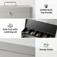 thumbnail image 7 of Volcora Large Cash Box with Key Lock, Metal Money Box for Cash, Portable Locking Safe Box with Money Tray, Durable Money Saving Organizer for Yard Sale, Garage Sale, Small Business, Gray, 7 of 7