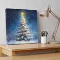 thumbnail image 4 of Ships Next Day Canvas Wall Art 10"x10", Blue Christmas Tree Wood Framed Canvas Print Painting, Xmas Snowflake Star Ready to Hang Small Picture Wall Decor for Home Kitchen Nursery Office, 4 of 9