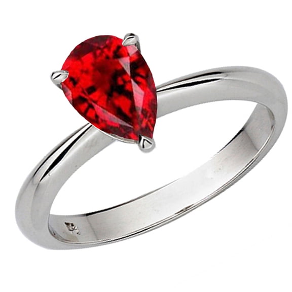 Dazzlingrock Collection Sterling Silver 9X7 MM Pear Cut Garnet Solitaire Bridal Engagement Ring, Size 6.5