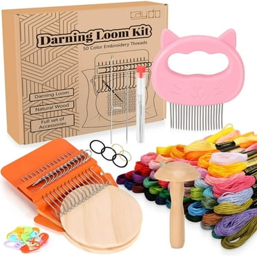 Speedweve Darning Mini Loom Kits Machine with 50 Color Threads, Sock Darning Mushroom Egg, Complete Darning Kit for Beginners Quickly Mending Jeans Socks, DIY Artful Patterns, Repair Clothes