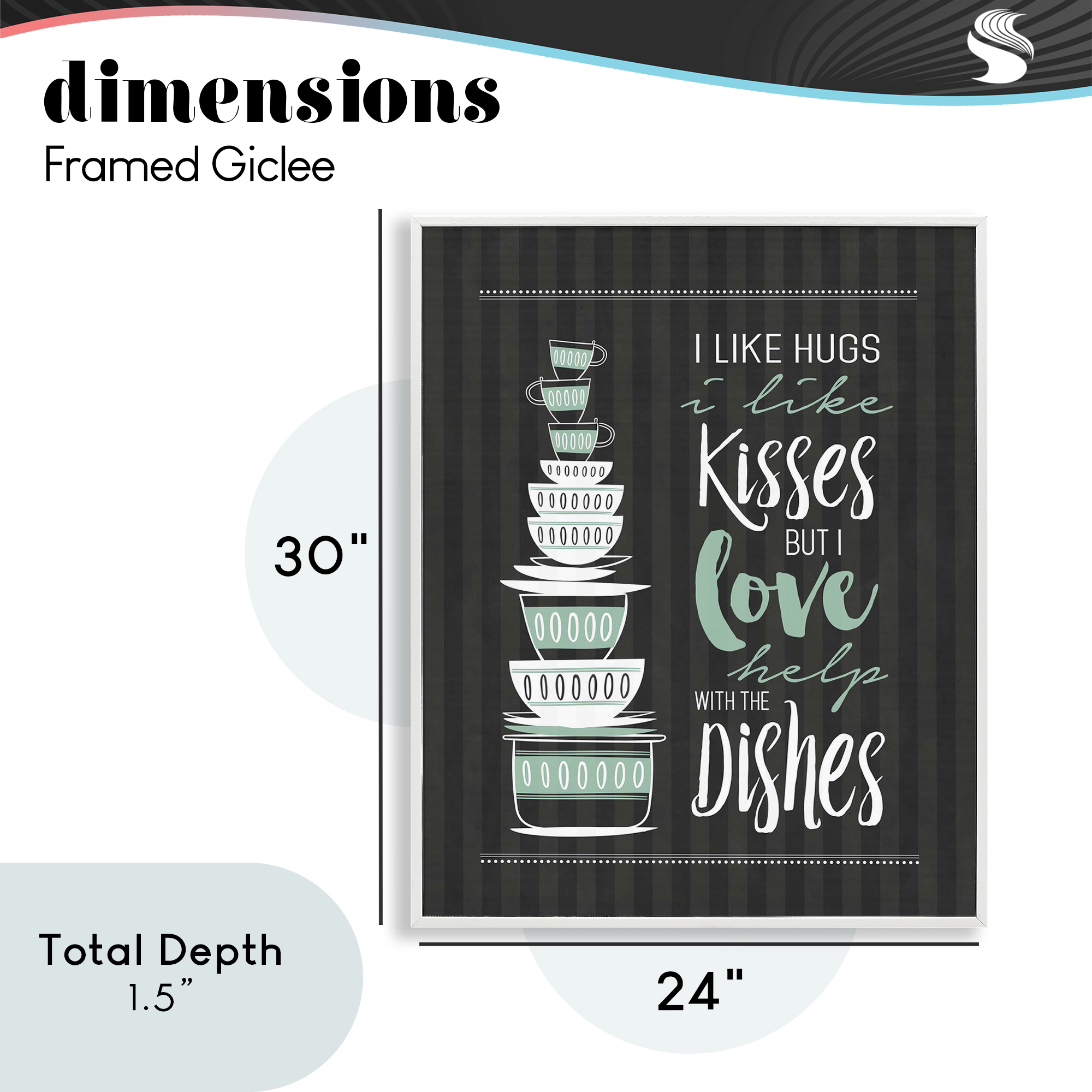 Love Help With Dishes White Framed Giclee Art, design by Lettered and Lined