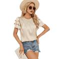 thumbnail image 2 of Camisa de Verano Fruncida con Mangas con Volantes y Textura para Mujer, Color Albaricoque L, 2 of 8