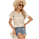 thumbnail image 2 of Camisa de Verano Fruncida con Mangas con Volantes y Textura para Mujer, Color Albaricoque L, 2 of 8