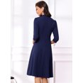 thumbnail image 3 of DARING DIVA Women's Vintage 3/4 Sleeve Church Semi Fit and Flare Dress S Deep Blue, 3 of 6
