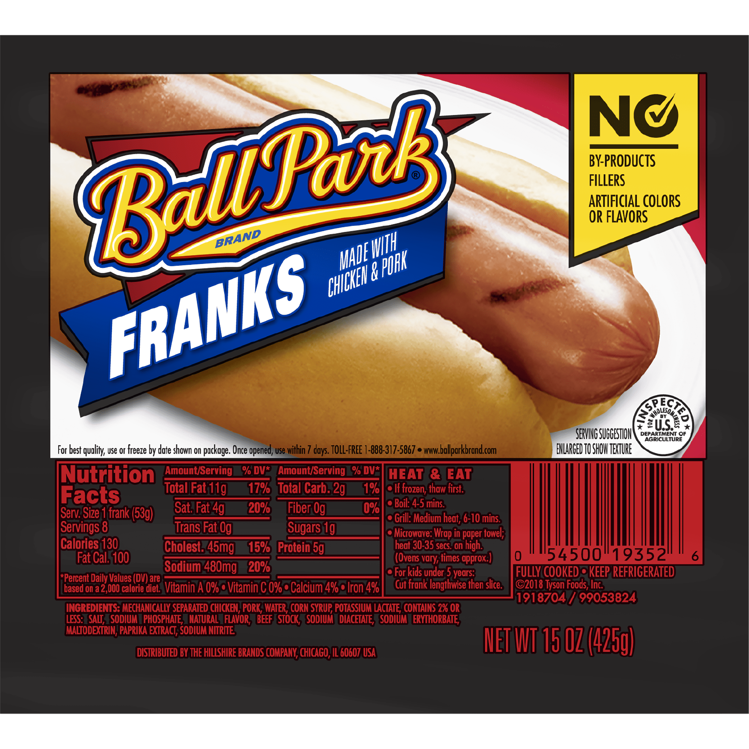 Ball Park® Classic Hot Dogs, Original Length, 8 Count