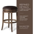 thumbnail image 5 of Maven Lane Alexander 31 Inch Tall Bar Height Rotating Backless Barstool in Walnut Finish with Marksman Saddle Vegan Leather Upholstered Seat, Set of 4, 5 of 7