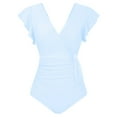 thumbnail image 6 of Swim Suits For Women One Piece Tie Front Petal Sleeves Elegant Wear Bathing High Waist Swimming Seaside Spaghetti Strap Water Park Swimwear, 6 of 6