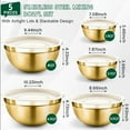 thumbnail image 2 of Mirdinner 5PCS Mixing Bowls with Airtight Lids Set - 5 Stainless Steel Mixing Bowls, Dishwasher Safe, Ideal for Baking & Meal Prep, Stackable Design for Easy Storage, Gold, 2 of 7