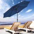 thumbnail image 1 of HomGarden 10FT Outdoor Solar Patio Umbrella, 32LED Lights 8 Aluminum Ribs W/Tile & Crank, Navy, 1 of 10
