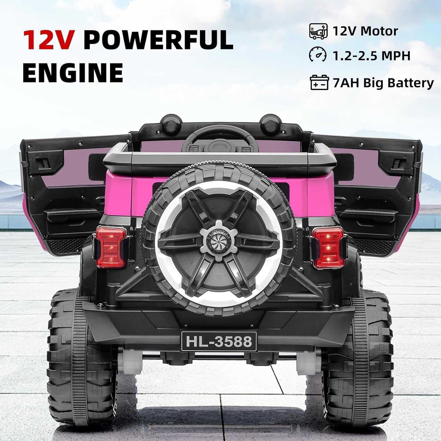 EastVita 12V Ride on Car FL-3588 Off-Road Vehicle Ride on Toy 25W*2 4 Wheeler Battery Powered Quad Toy Vehicle with Remote Control /MP3/ Suspension System /LED Lights/Off-Road Tires/etc
