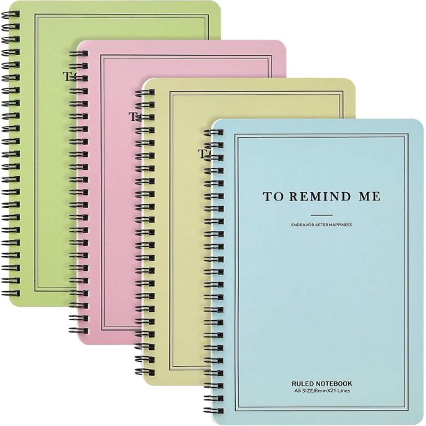 Cuaderno en espiral YONGSHENG 4 piezas 8,26 x 5,9 pulgadas A5