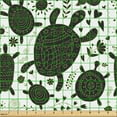 thumbnail image 2 of Ambesonne Turtle Fabric by the Yard Upholstery, Marine Animal Hearts Flowers, 3 Yards, Charcoal Grey and Lime Green, 2 of 5
