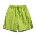 thumbnail image 3 of Great Gifts for Less Ndbuld Men's Athletic Shorts Comfortable Cotton Workout Shorts Elastic Waist Running Shorts Cool Ice Silk Thin Shorts for Men's Summer Casual Solid Color Sports Capris,Green,M, 3 of 3
