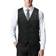 thumbnail image 2 of Wiyuqeen Men's Suit Vest Slim Fit Formal Dress Waistcoat Casual Business Vests Floral Print Jacket Vest for Suit or Tuxedo, 2 of 5