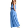 thumbnail image 4 of Women's Linen 2 Piece Outfits Sleeveless Tank Tops Wide Leg Flowy Pants Summer Casual Dressy Matching Sets with Pockets, 4 of 6