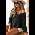 thumbnail image 4 of Suéter de Crochet Calado para Mujer, 3/4, Hombros Descubiertos, Verano 2025 Negro S, 4 of 8