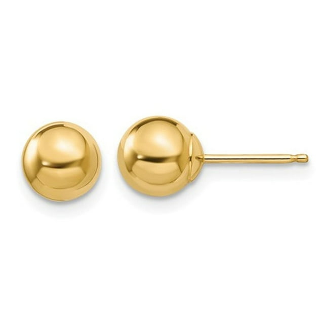 Gold Button Ball 6mm Stud Earrings in 14K Yellow Gold