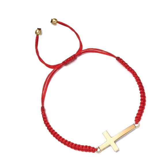 Fogun Adjustable Woven Crucifix Bracelet for Fashionable Couple Braided Rope Handchain Trendy Unisex Wristband Accessories