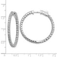 thumbnail image 7 of 14K White Gold Diamond Round Hoop with Safety Clasp Earrings, 7 of 7