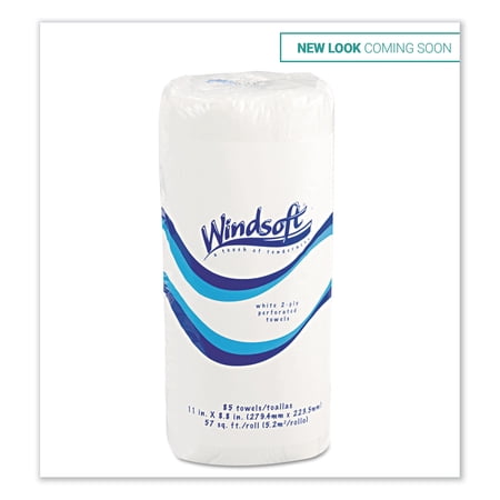 Windsoft® Kitchen Roll Towels, 2 Ply, 11 X 8.5, White, 85/roll, 30 Rolls/carton