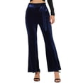 thumbnail image 1 of Pantalones de terciopelo Allegra K Mujer Anchos elásticos con lazo Azul oscuro L, 1 of 6