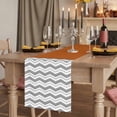 thumbnail image 2 of Grey Chevron 36 Inch Table Runner, Geometric Orange Print Wavy Striped White Farmhouse Dresser Scarf Cotton & Linen Tablerunner for Dining/Kitchen Island/Holiday Party Décor Small 13" x 36", 2 of 9