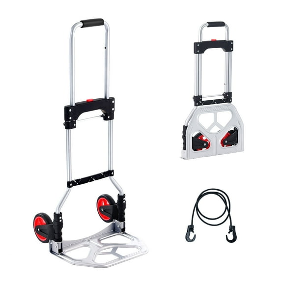 HarmonyStrings  Folding Hand Truck, Aluminum Portable Cart, Convertible Hand Truck and  with Telescoping Handle and Rubber Wheels, Ultra Lightweight Super Strong for Moving Warehouse