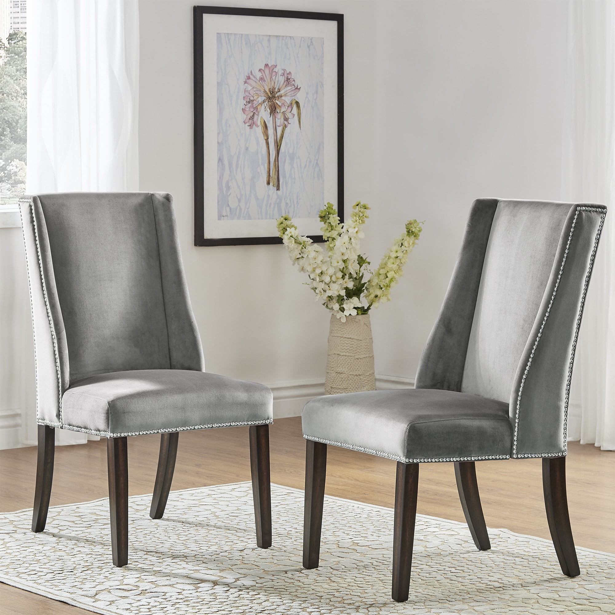 Inspire Q Geneva Ii Velvet Wingback Hostess Chairs Set Of 2 By Bold Walmart Com Walmart Com
