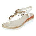 thumbnail image 6 of Dakaela Women's Low Wedge Heels Summer Dressy Platform Sandals Jeweled Espadrilles Flip Flops White 6.5, 6 of 7